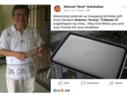 Pagkatapos ng mesa at dasal na magkasakit si Duterte ay binigyan ng regalo si Fr. Noel Gatchalian mula kay Trillanes